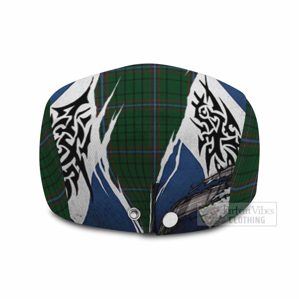 MacRae (McRae) Tartan Flat Cap, Jeff Cap Scotland Flag Ripped Tribal Design
