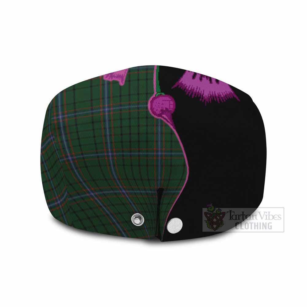 MacRae (McRae) Tartan Flat Cap, Jeff Cap Traditional Scottish Thistle