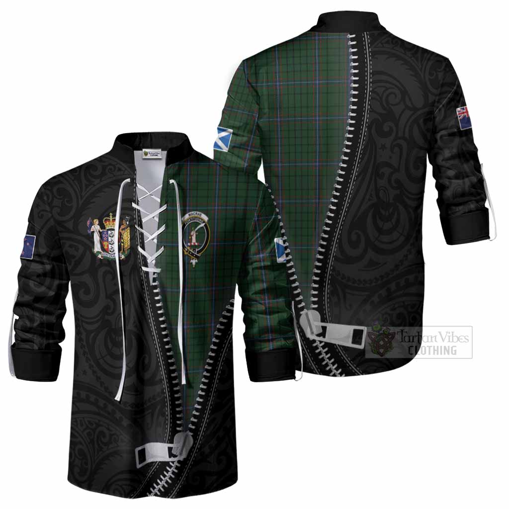 MacRae (McRae) Tartan Ghillie Shirt New Zealand Pattern Unique Zipper Stylized