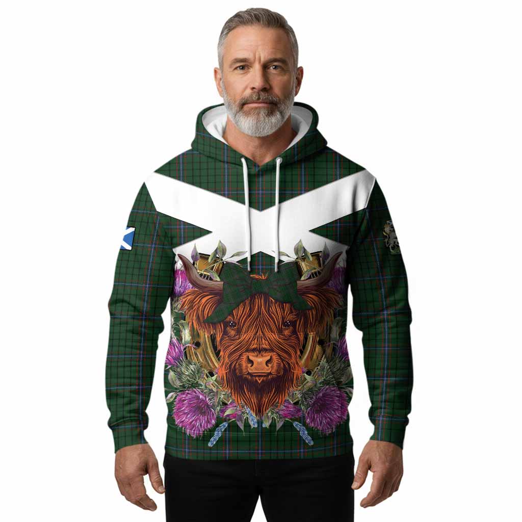 MacRae (McRae) Tartan Hoodie Scottish Thistle Heilan Coo