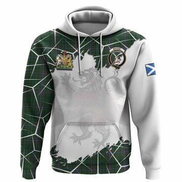 MacRae (McRae) Tartan Hoodie with Family Crest and Lion Rampant Grunge Style
