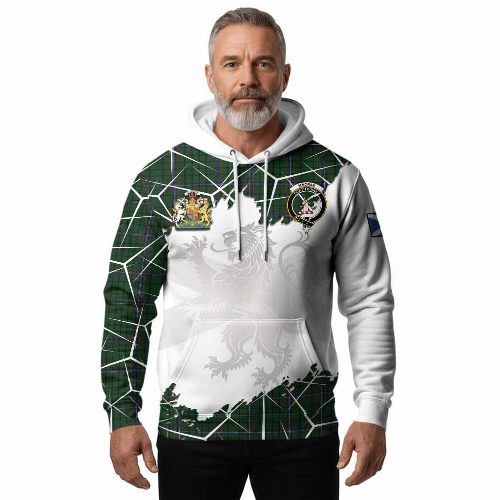MacRae (McRae) Tartan Hoodie with Family Crest and Lion Rampant Grunge Style
