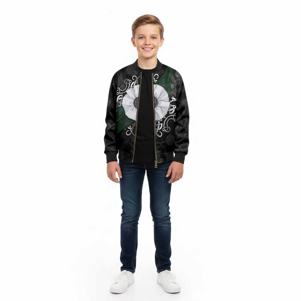 MacRae (McRae) Tartan Kid Bomber Jacket Jacobite White Rose - Tartan Vibes Clothing