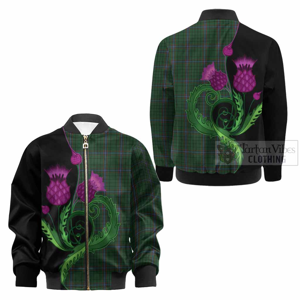 MacRae (McRae) Tartan Kid Bomber Jacket Traditional Scottish Thistle
