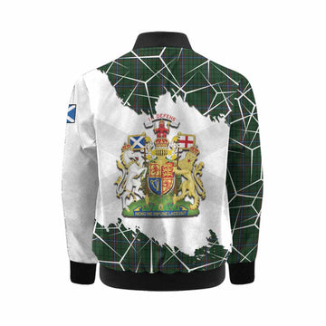 MacRae (McRae) Tartan Kid Bomber Jacket with Family Crest and Lion Rampant Grunge Style