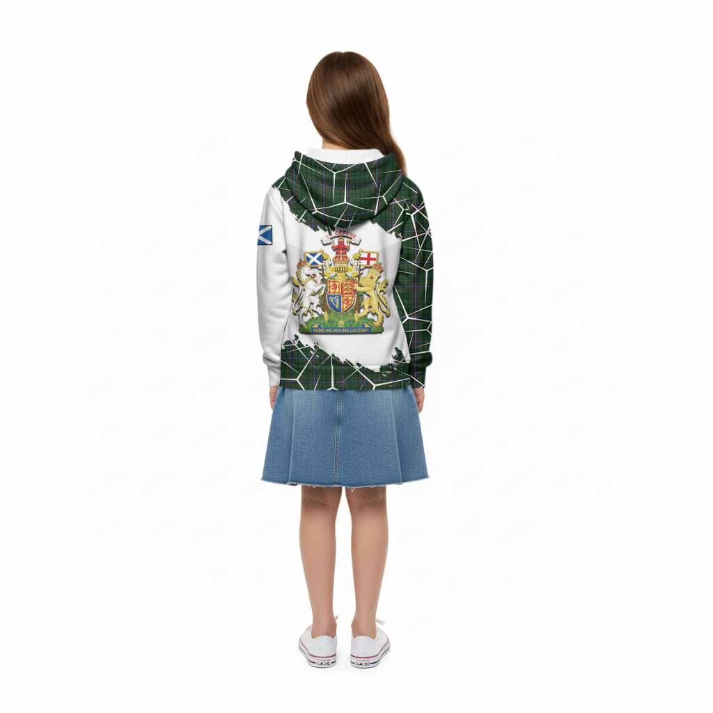 MacRae (McRae) Tartan Kid Hoodie with Family Crest and Lion Rampant Grunge Style