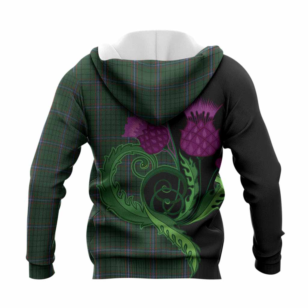 MacRae (McRae) Tartan Knitted Hoodie Traditional Scottish Thistle
