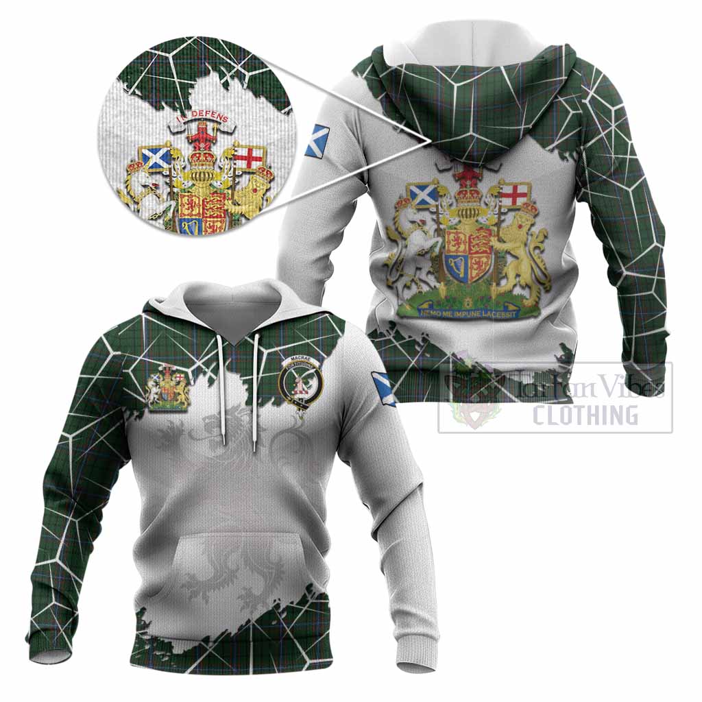 MacRae (McRae) Tartan Knitted Hoodie with Family Crest and Lion Rampant Grunge Style