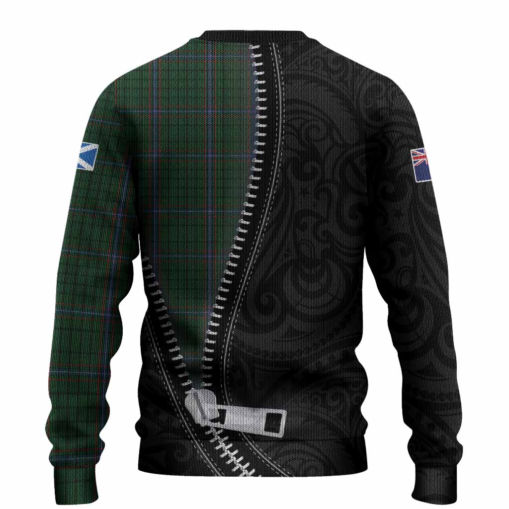 MacRae (McRae) Tartan Knitted Sweater New Zealand Pattern Unique Zipper Stylized