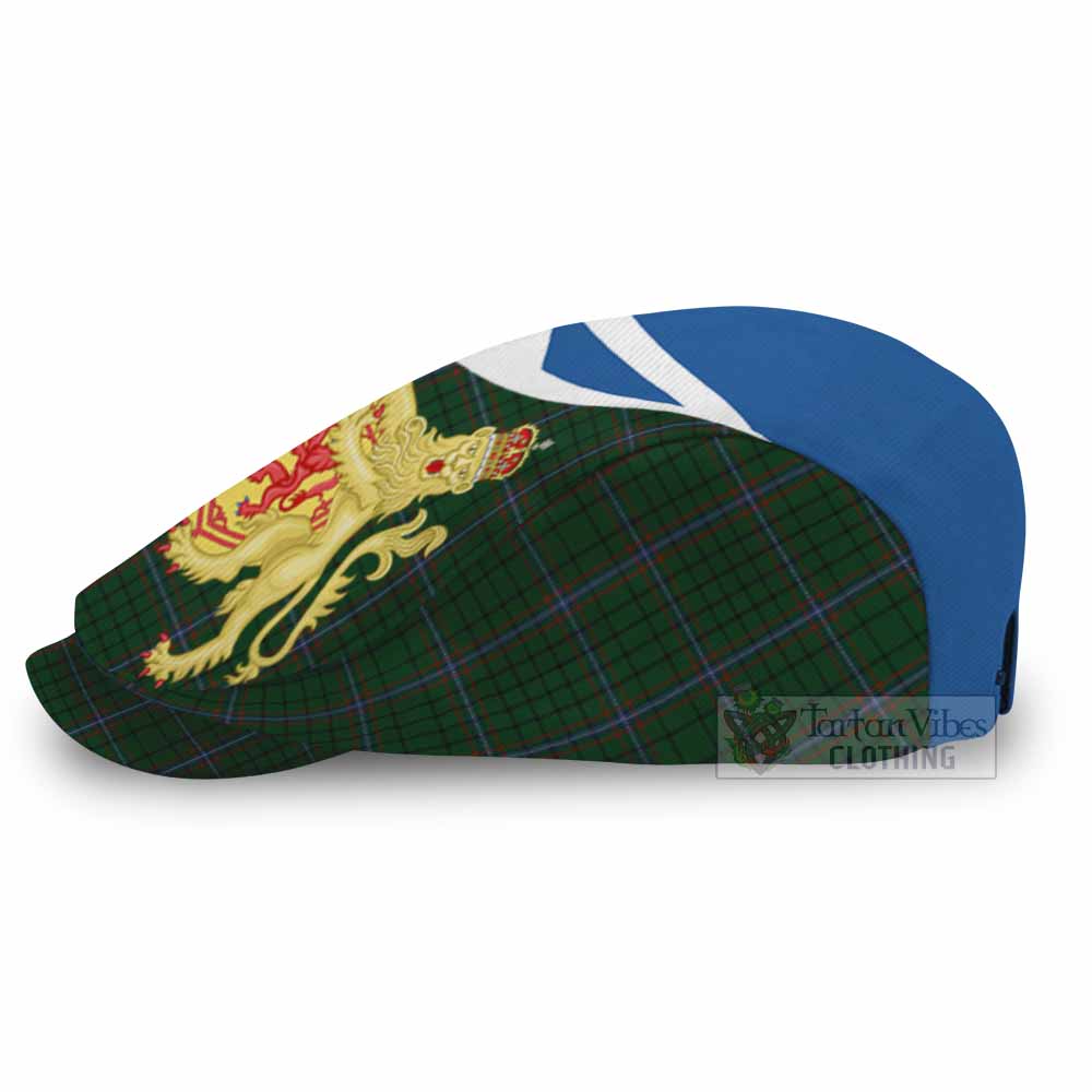 MacRae (McRae) Tartan Lion Rampant Flat Cap, Jeff Cap Classic Scottish Style