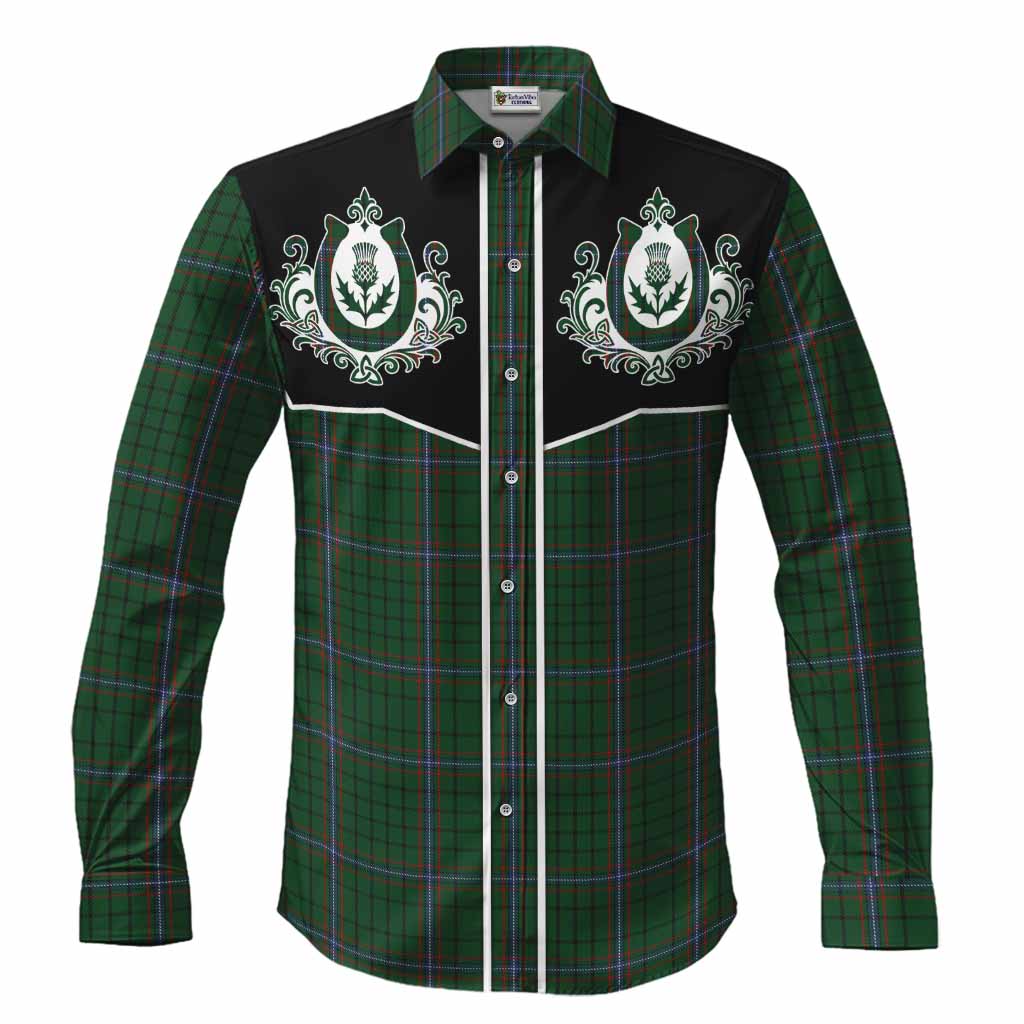 MacRae (McRae) Tartan Long Sleeve Button Shirts Horseshoe Ornament Men's Shirt S - Tartan Vibes Clothing