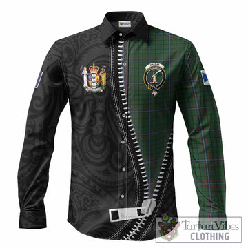 MacRae (McRae) Tartan Long Sleeve Button Shirts New Zealand Pattern Unique Zipper Stylized