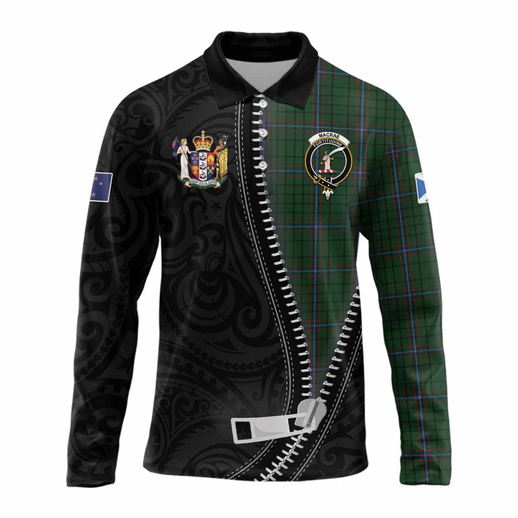 MacRae (McRae) Tartan Long Sleeve Polo Shirt New Zealand Pattern Unique Zipper Stylized