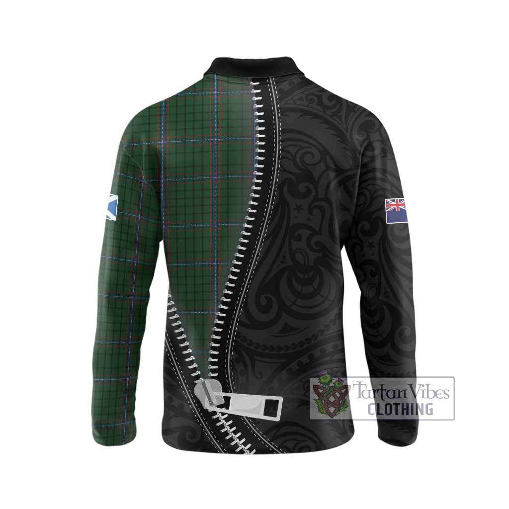 MacRae (McRae) Tartan Long Sleeve Polo Shirt New Zealand Pattern Unique Zipper Stylized