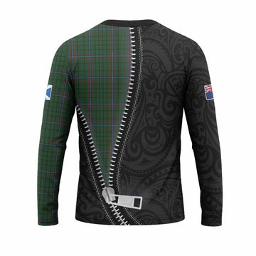 MacRae (McRae) Tartan Long Sleeve T-Shirt New Zealand Pattern Unique Zipper Stylized