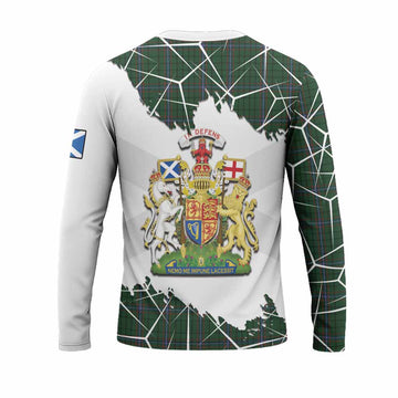 MacRae (McRae) Tartan Long Sleeve T-Shirt with Family Crest and Lion Rampant Grunge Style