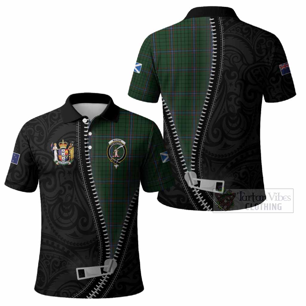 MacRae (McRae) Tartan Polo Shirt New Zealand Pattern Unique Zipper Stylized