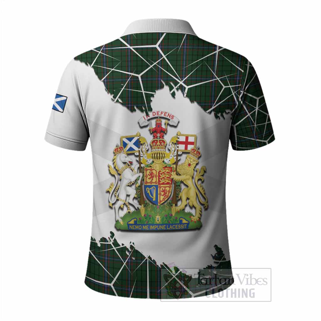 MacRae (McRae) Tartan Polo Shirt with Family Crest and Lion Rampant Grunge Style