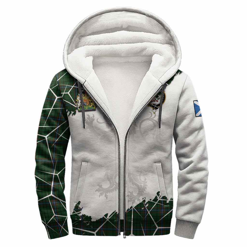 MacRae (McRae) Tartan Sherpa Hoodie with Family Crest and Lion Rampant Grunge Style
