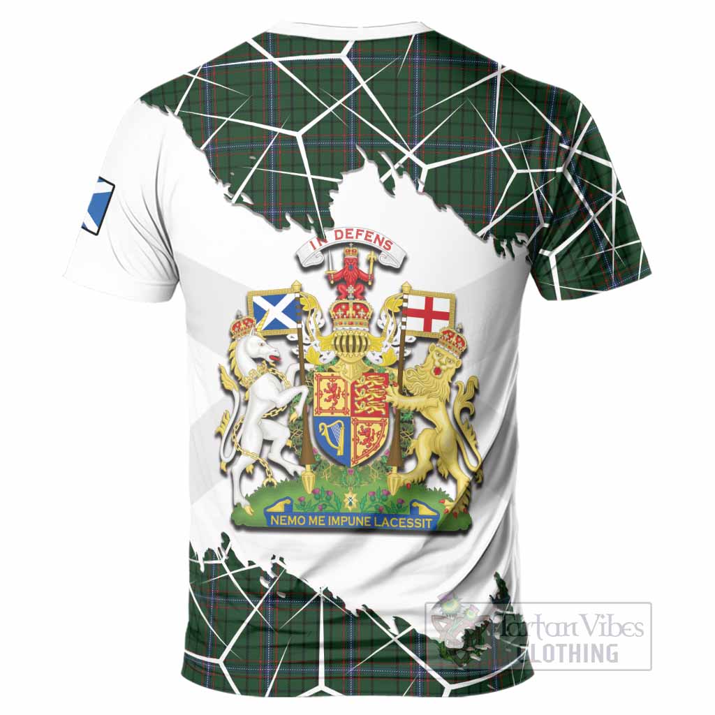 MacRae (McRae) Tartan T-Shirt with Family Crest and Lion Rampant Grunge Style