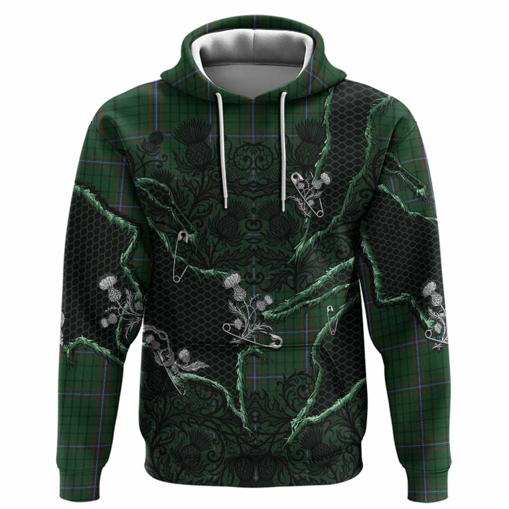 MacRae (McRae) Tartan Thistle Dark Gothic Hoodie Pullover Hoodie - Tartan Vibes Clothing