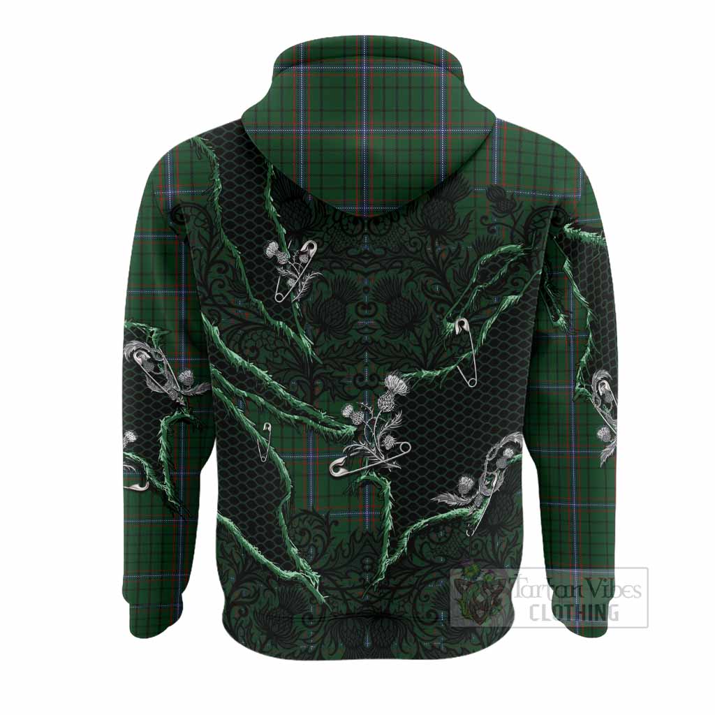 MacRae (McRae) Tartan Thistle Dark Gothic Hoodie - Tartan Vibes Clothing