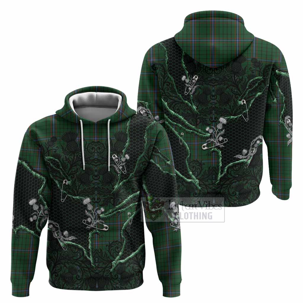 MacRae (McRae) Tartan Thistle Dark Gothic Hoodie - Tartan Vibes Clothing