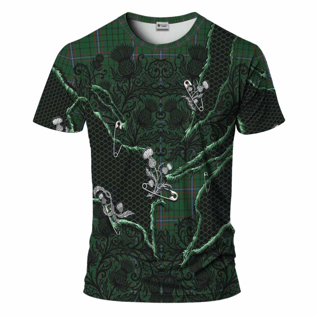 MacRae (McRae) Tartan Thistle Dark Gothic T-Shirt Kid's Shirt - Tartan Vibes Clothing