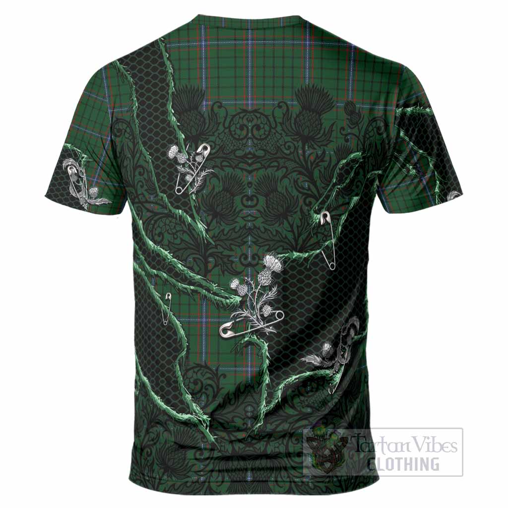 MacRae (McRae) Tartan Thistle Dark Gothic T-Shirt - Tartan Vibes Clothing