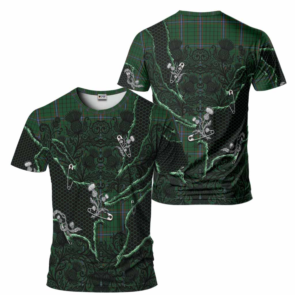 MacRae (McRae) Tartan Thistle Dark Gothic T-Shirt - Tartan Vibes Clothing