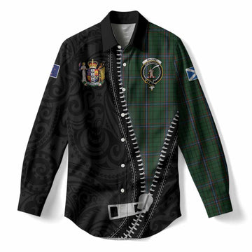 MacRae (McRae) Tartan Women Casual Shirt New Zealand Pattern Unique Zipper Stylized