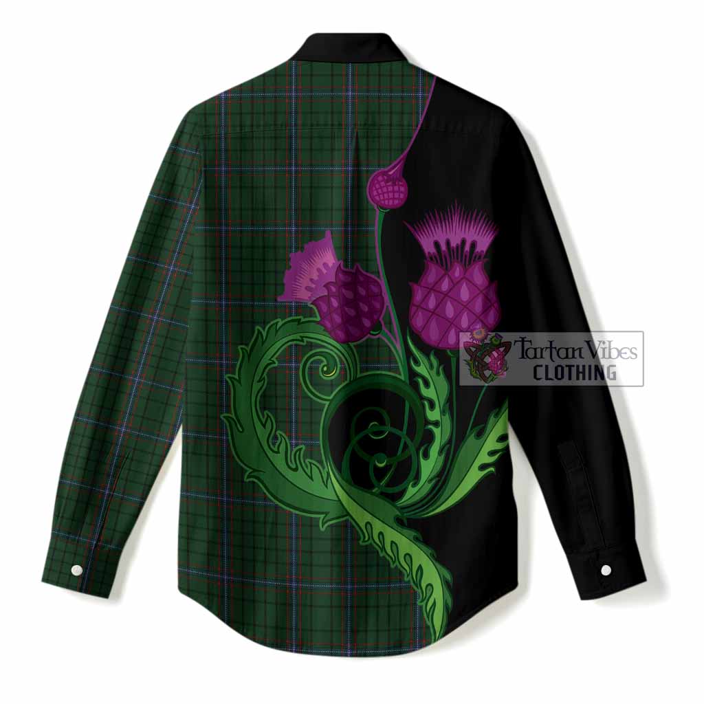 MacRae (McRae) Tartan Women Casual Shirt Traditional Scottish Thistle