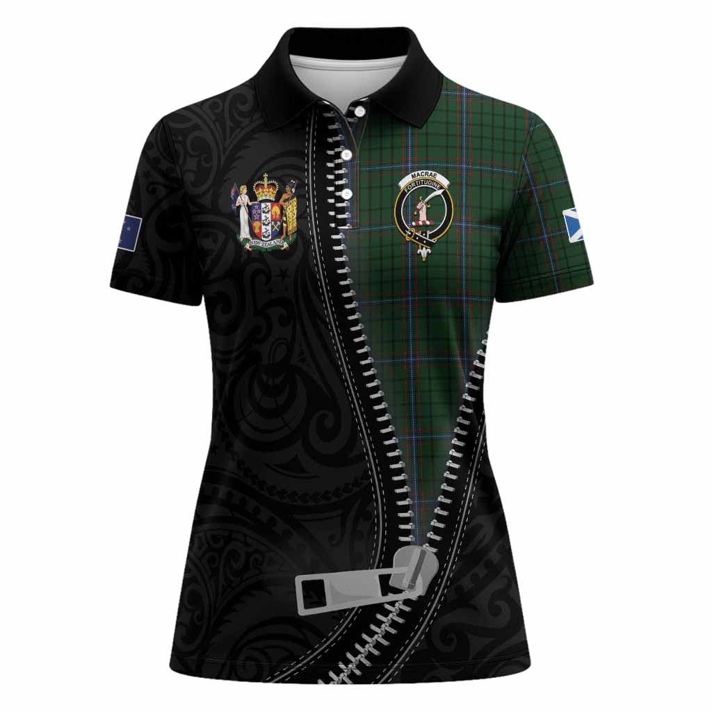 MacRae (McRae) Tartan Women Polo Shirt New Zealand Pattern Unique Zipper Stylized