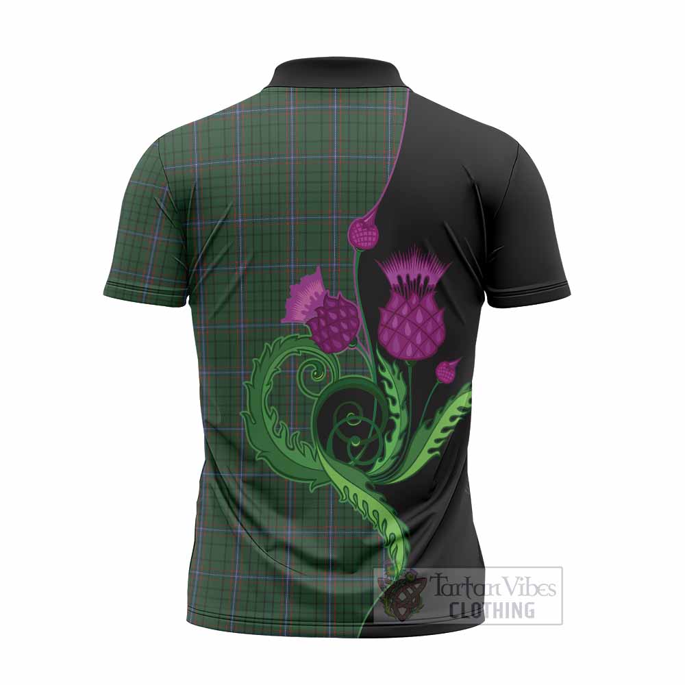 MacRae (McRae) Tartan Zipper Polo Shirt Traditional Scottish Thistle