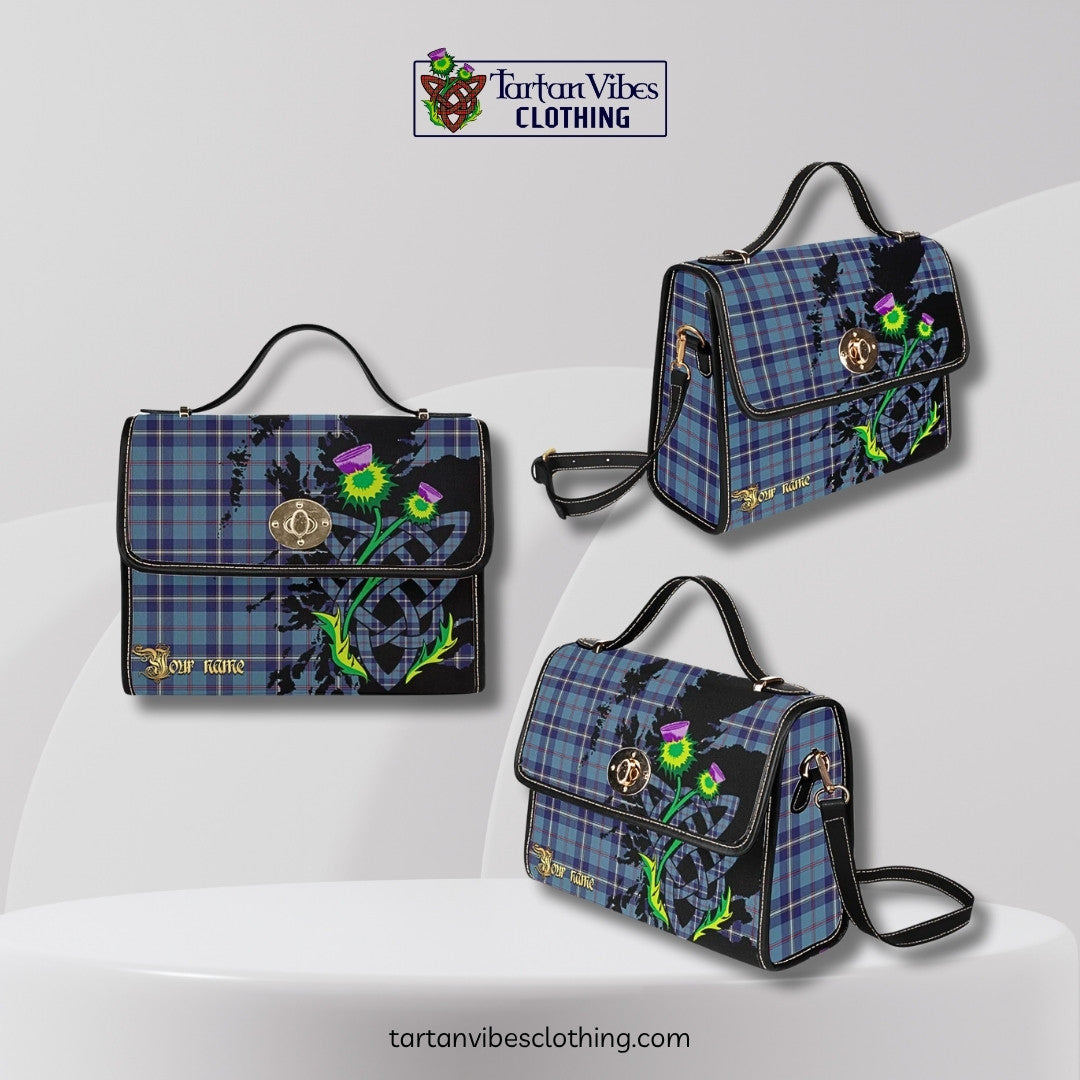 MacRae of America Tartan Waterproof Canvas Bag with Scotland Map and Thistle Celtic Accents