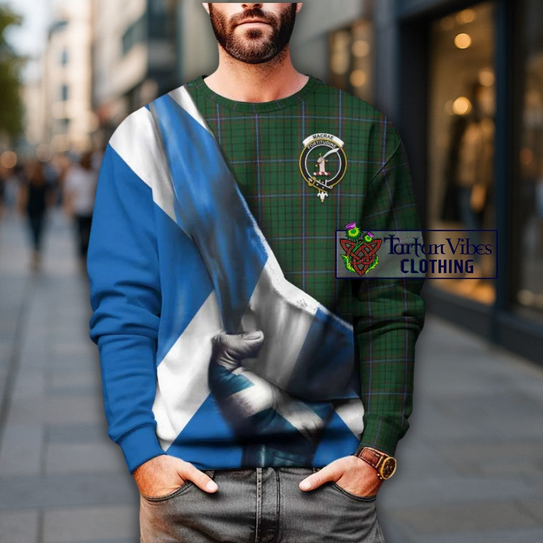 MacRae (McRae) Tartan Sweatshirt with Family Crest Scotland Patriotic Style