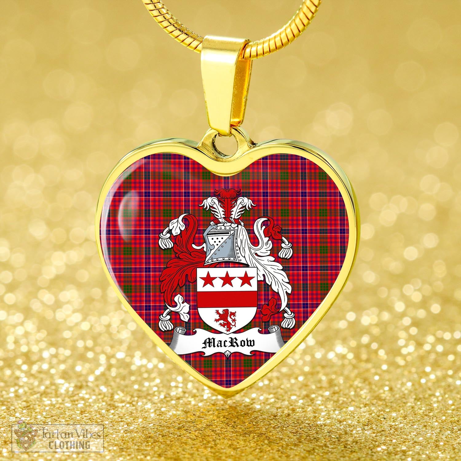MacRow Tartan Heart Necklace with Family Crest - Tartan Vibes Clothing