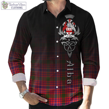 MacRow Tartan Long Sleeve Button Up Featuring Alba Gu Brath Family Crest Celtic Inspired Men's Shirt - Tartan Vibes Clothing