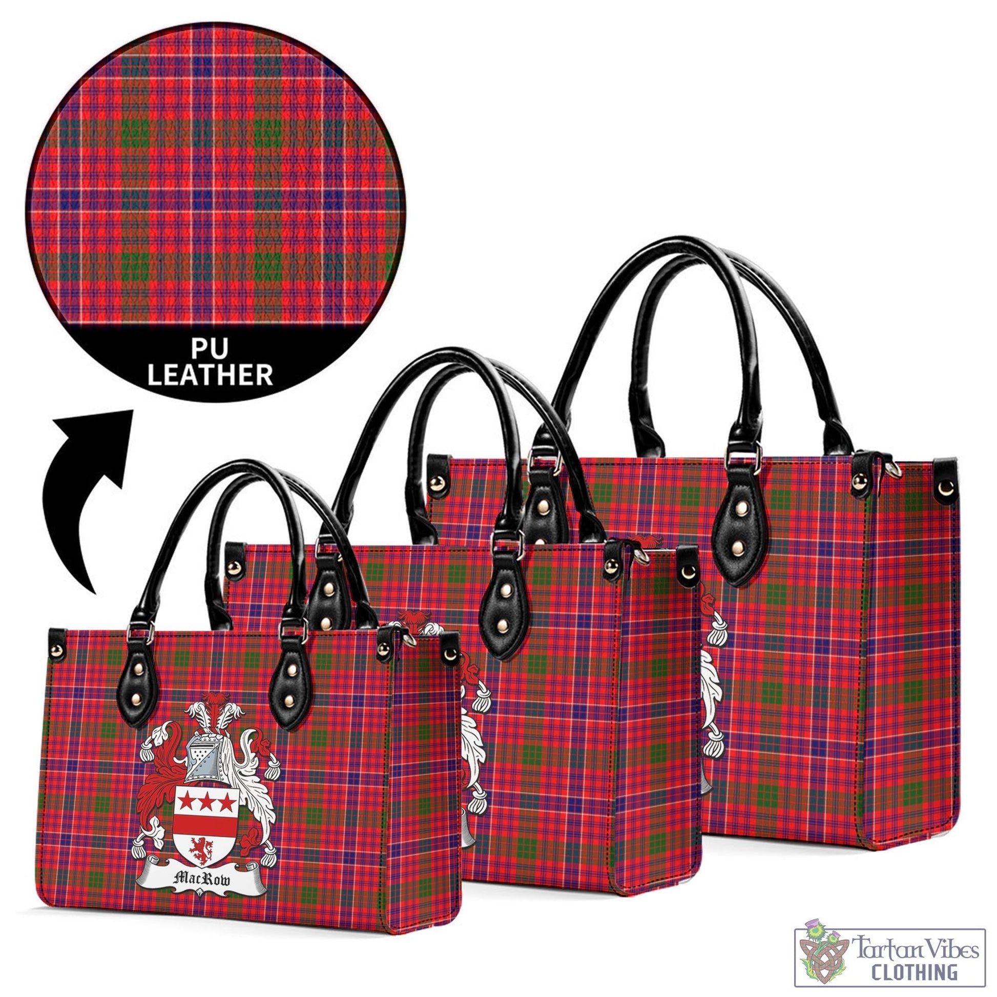 MacRow Tartan Luxury Leather Handbags with Family Crest L - Tartan Vibes Clothing