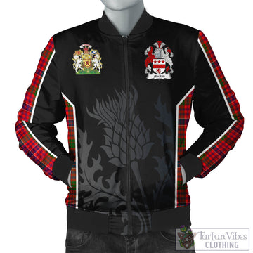 MacRow Tartan Bomber Jacket with Family Crest and Scottish Thistle Vibes Sport Style