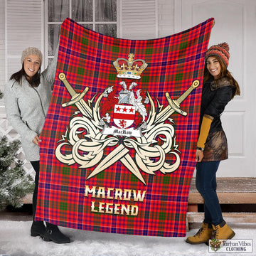 MacRow Tartan Blanket with Clan Crest and the Golden Sword of Courageous Legacy