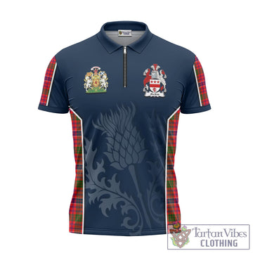 MacRow Tartan Zipper Polo Shirt with Family Crest and Scottish Thistle Vibes Sport Style