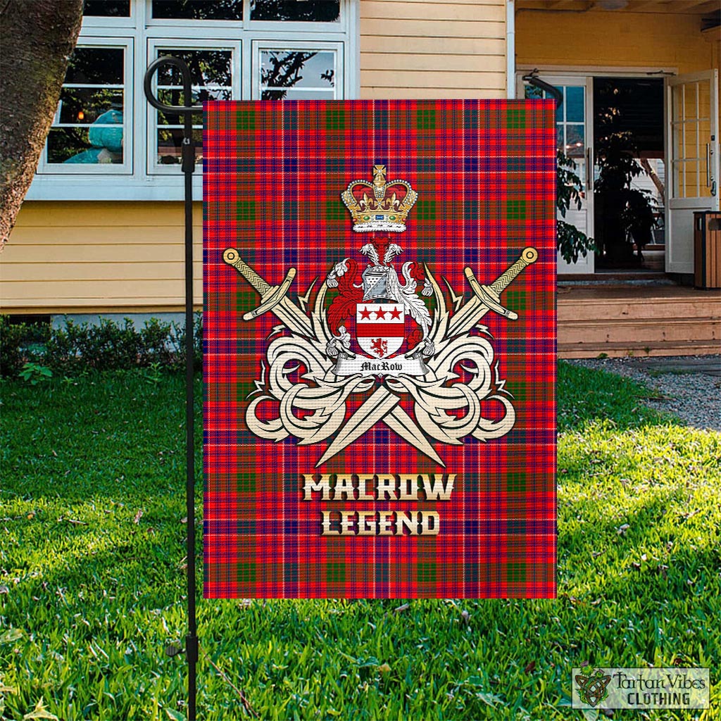 Tartan Vibes Clothing MacRow Tartan Flag with Clan Crest and the Golden Sword of Courageous Legacy