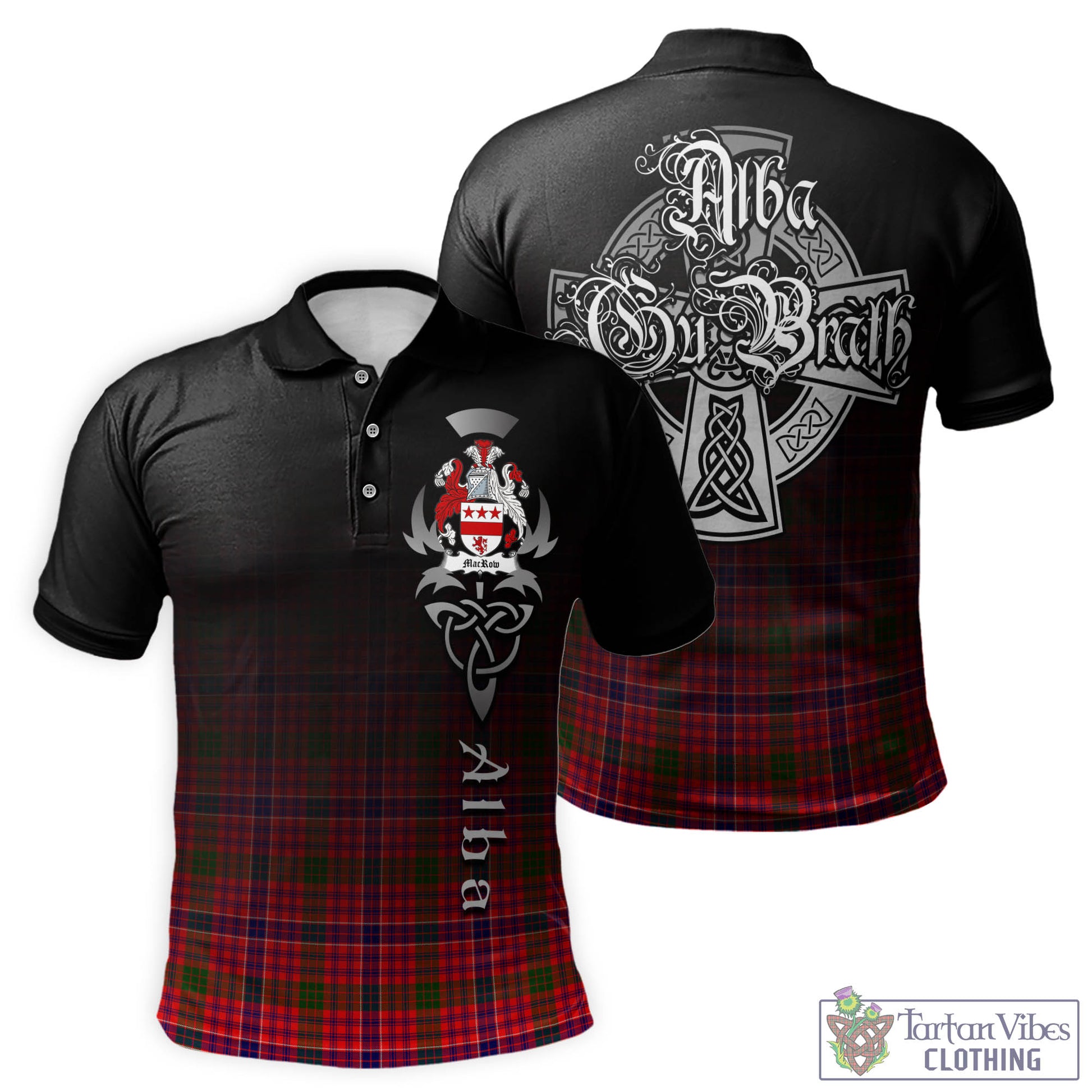 MacRow Tartan Polo Shirt Featuring Alba Gu Brath Family Crest Celtic Inspired - Tartan Vibes Clothing