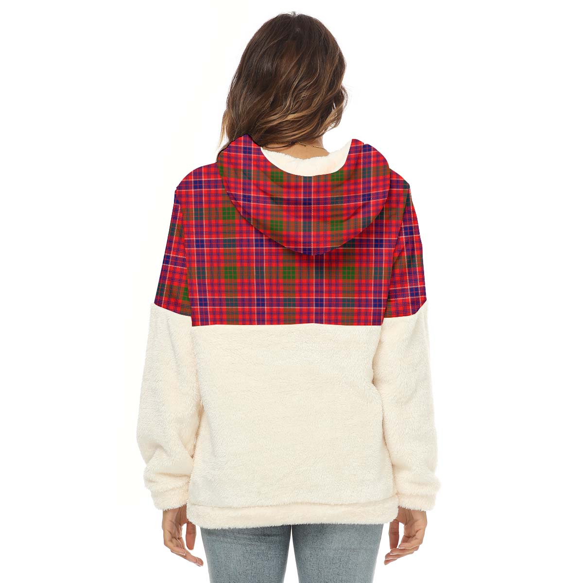 MacRow Tartan Half Style Women's Borg Fleece Hoodie with Half Zip - Tartan Vibes Clothing