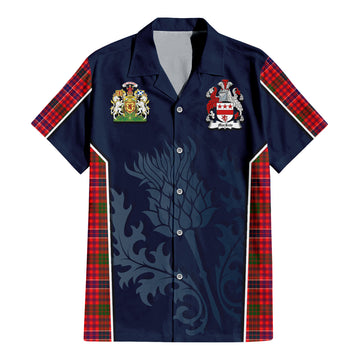 MacRow Tartan Hawaiian Shirt with Family Crest and Scottish Thistle Vibes Sport Style