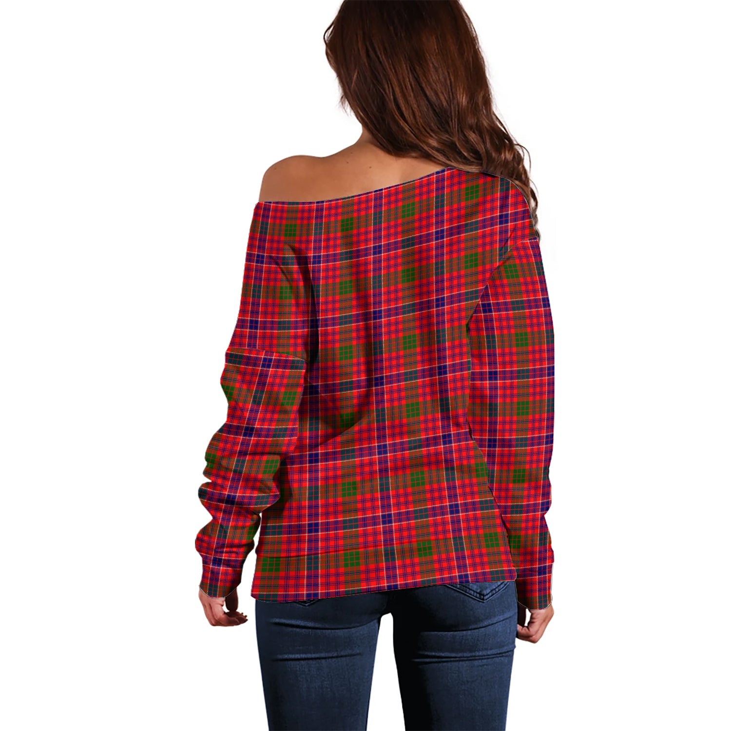 MacRow Tartan Off Shoulder Women Sweater - Tartan Vibes Clothing