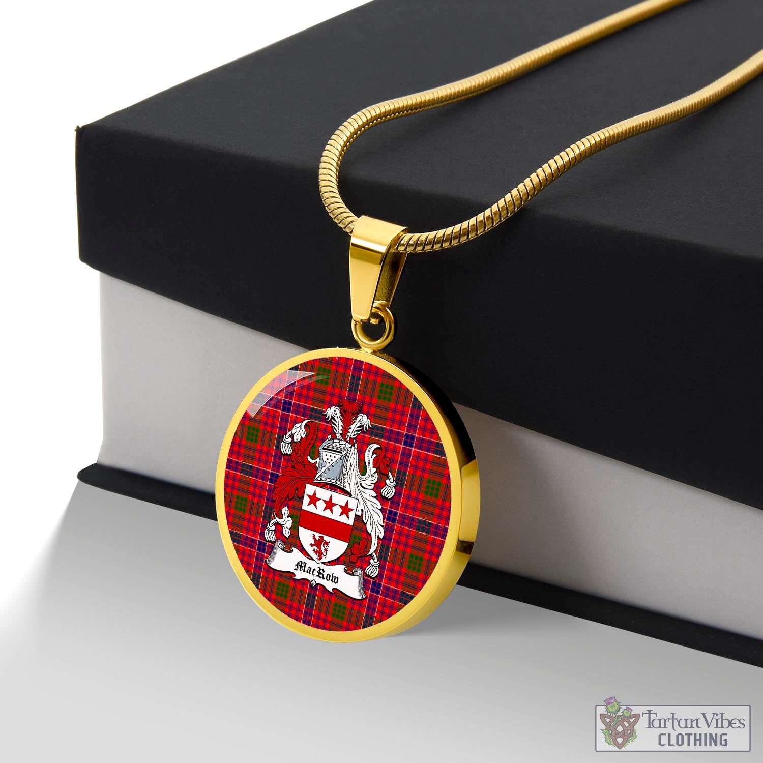 Tartan Vibes Clothing MacRow Tartan Circle Necklace with Family Crest