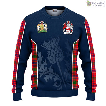 MacRow Tartan Knitted Sweatshirt with Family Crest and Scottish Thistle Vibes Sport Style - Tartan Vibes Clothing