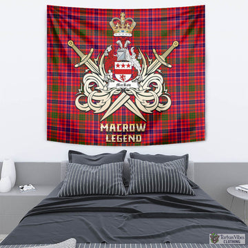 MacRow Tartan Tapestry with Clan Crest and the Golden Sword of Courageous Legacy